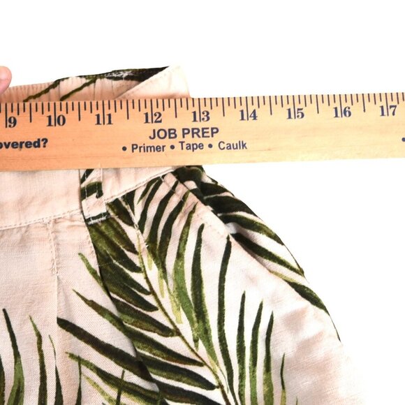 Palm Print Extra Wide Leg Linen Trousers Tropical Resort Boho Cropped Pants Sz 6 - Picture 6 of 9